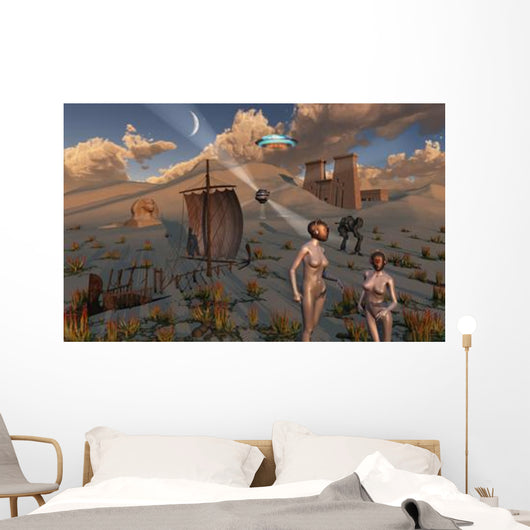 Female Explorers Study Ancient Wall Decal