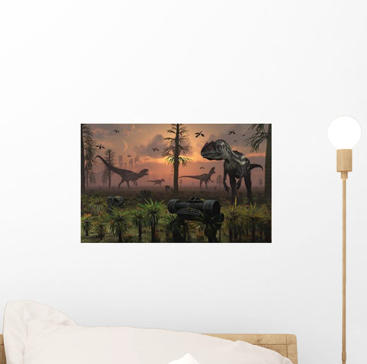 Herd Allosaurus Dinosaur Cause Wall Decal
