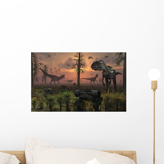 Herd Allosaurus Dinosaur Cause Wall Decal