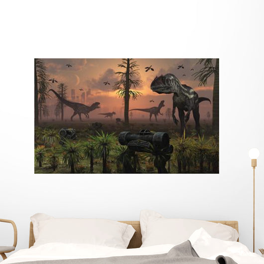 Herd Allosaurus Dinosaur Cause Wall Decal