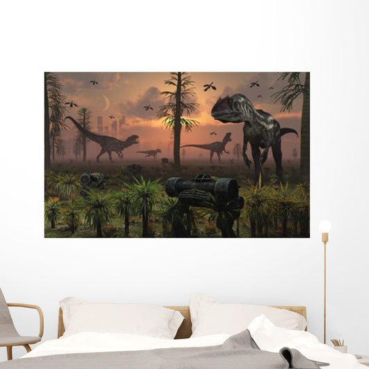 Herd Allosaurus Dinosaur Cause Wall Decal
