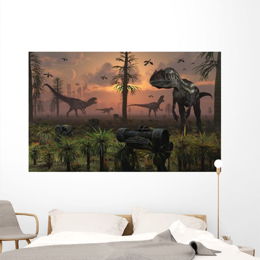 Herd Allosaurus Dinosaur Cause Wall Decal