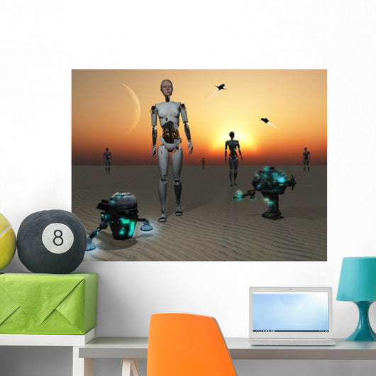 Androids and Robots Explore Wall Decal