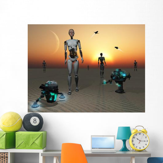 Androids and Robots Explore Wall Decal