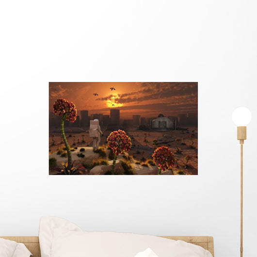 Lone Figure Astronaut Explorer Wall Decal