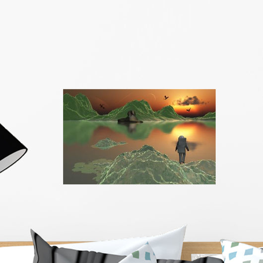 Astronaut Explorer amongst World Wall Decal