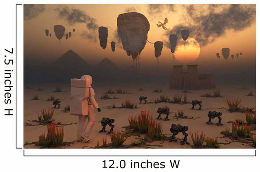 Lone Astronaut Confronts Surreal Wall Decal