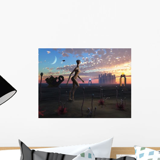 Female Reptoid Being Takes Wall Decal