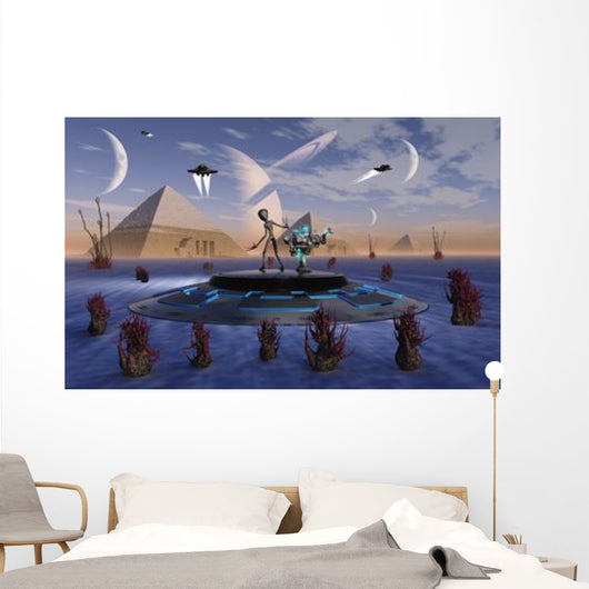 Alien Visits Site Three Wall Decal