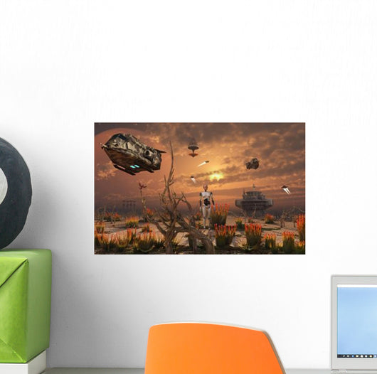 Futuristic Military Outpost Moon Wall Decal