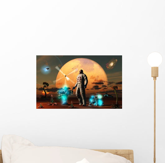 Astronaut Discovers World with Wall Decal Design 2