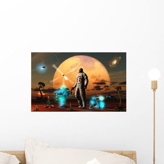 Astronaut Discovers World with Wall Decal Design 2