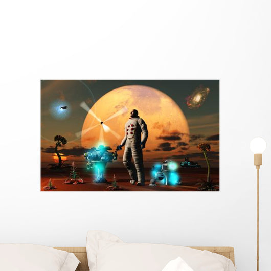 Astronaut Discovers World with Wall Decal Design 2