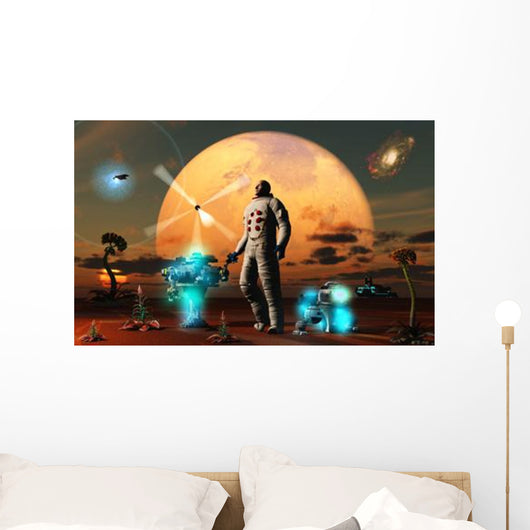 Astronaut Discovers World with Wall Decal Design 2