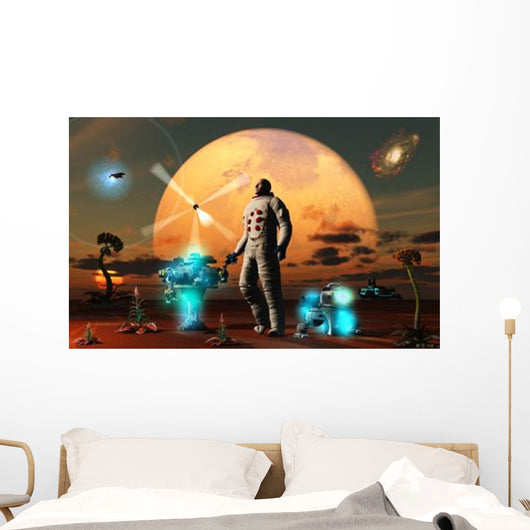 Astronaut Discovers World with Wall Decal Design 2