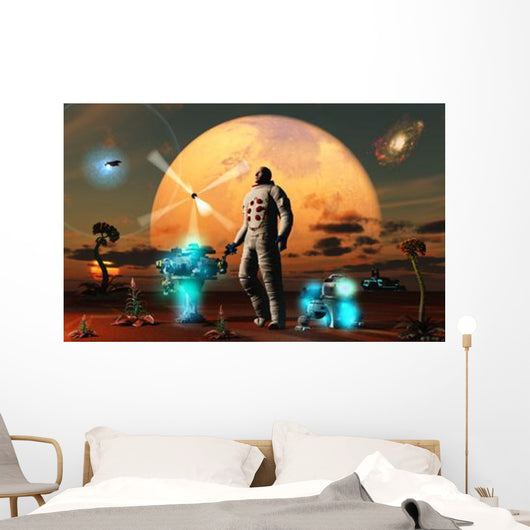 Astronaut Discovers World with Wall Decal Design 2