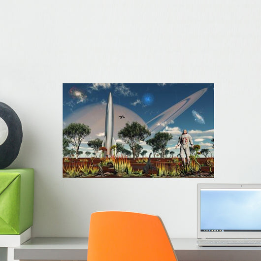 Astronaut Discovers World with Wall Decal Design 1