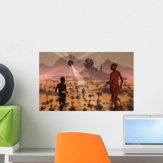 Lone Explorer Discovers Ruins Wall Decal