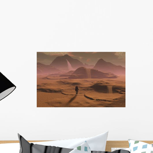 Lone Figure Explorer Watching Wall Decal