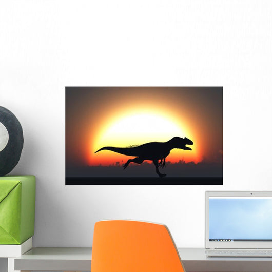 Silhouetted Allosaurus Sprinting against Wall Decal