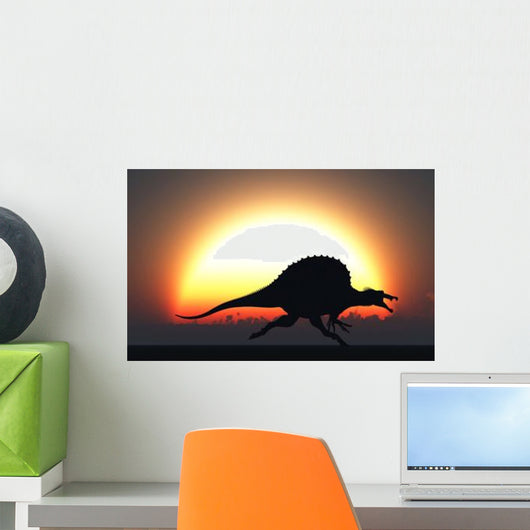 Silhouetted Spinosaurus Sprinting against Wall Decal