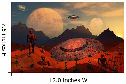Alien Flying Saucer Comes Wall Decal