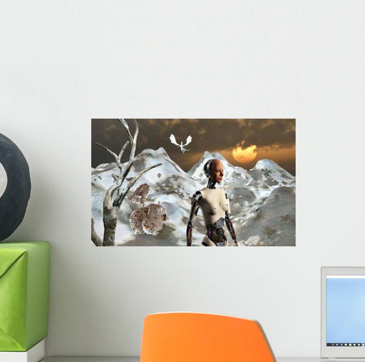 Crashed Spaceship Mountains Alien Wall Decal