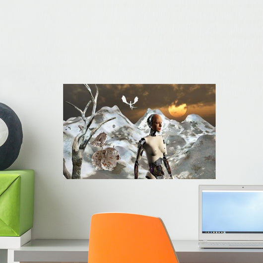 Crashed Spaceship Mountains Alien Wall Decal