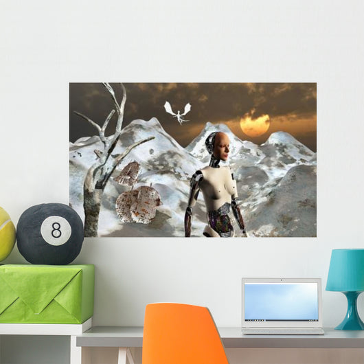 Crashed Spaceship Mountains Alien Wall Decal