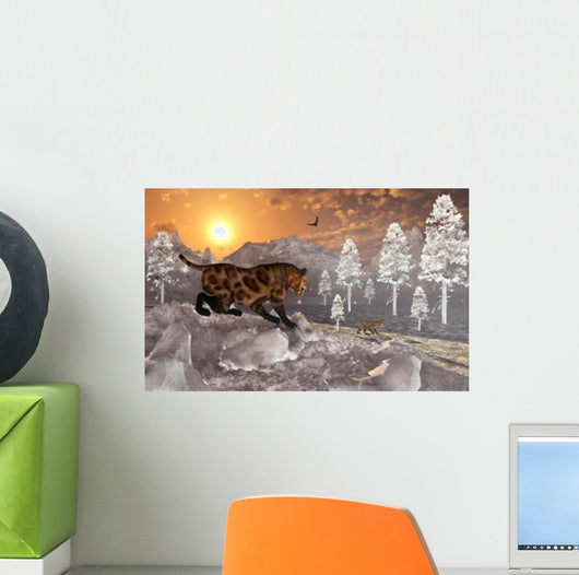 Pair Sabre Tooth Tigers Wall Decal