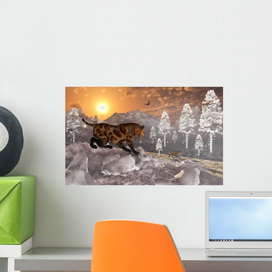 Pair Sabre Tooth Tigers Wall Decal