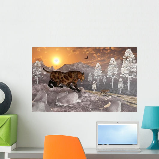 Pair Sabre Tooth Tigers Wall Decal