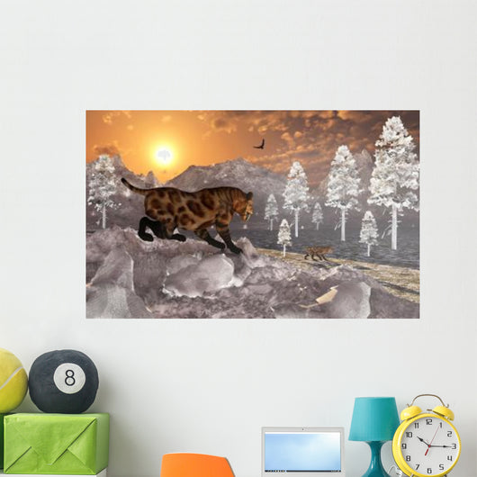 Pair Sabre Tooth Tigers Wall Decal