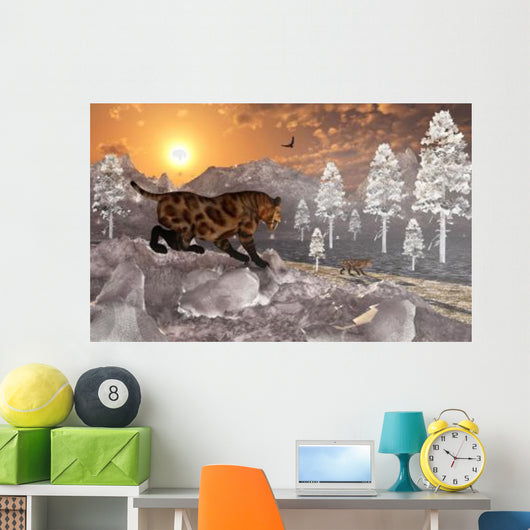 Pair Sabre Tooth Tigers Wall Decal