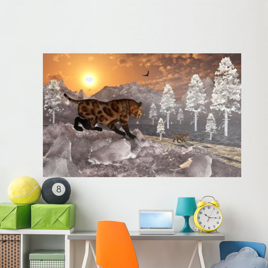 Pair Sabre Tooth Tigers Wall Decal