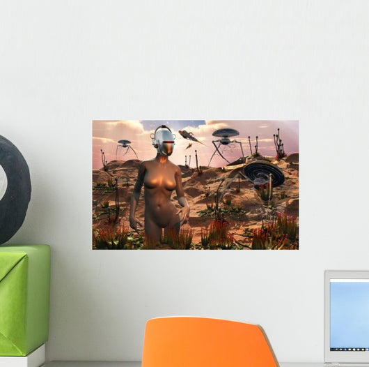 Robots Harvesting Plants Distant Wall Decal