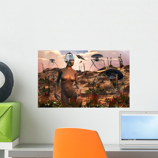 Robots Harvesting Plants Distant Wall Decal