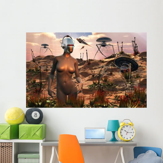 Robots Harvesting Plants Distant Wall Decal