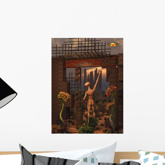Alien Reptoid Being Exploring Wall Decal