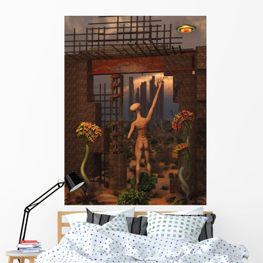 Alien Reptoid Being Exploring Wall Decal