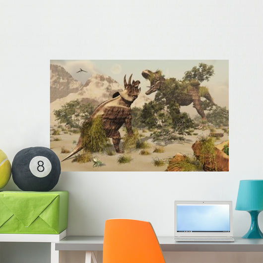 Living Fossils Triceratops and Wall Decal