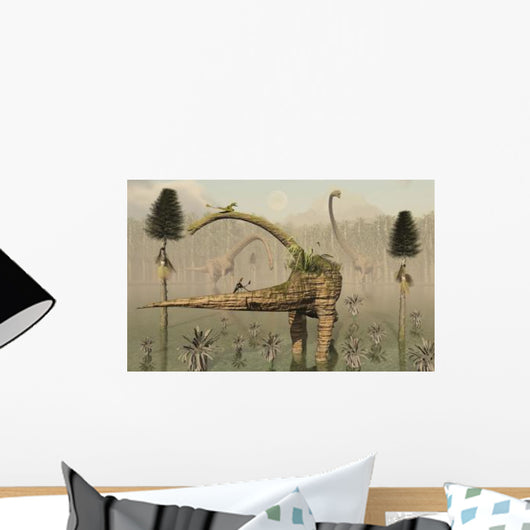 Living Fossilized Omeisaurus Sauropod Wall Decal Design 2