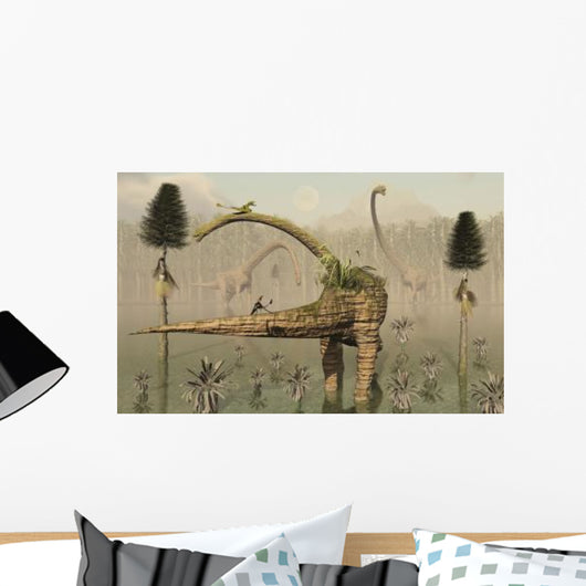 Living Fossilized Omeisaurus Sauropod Wall Decal Design 2
