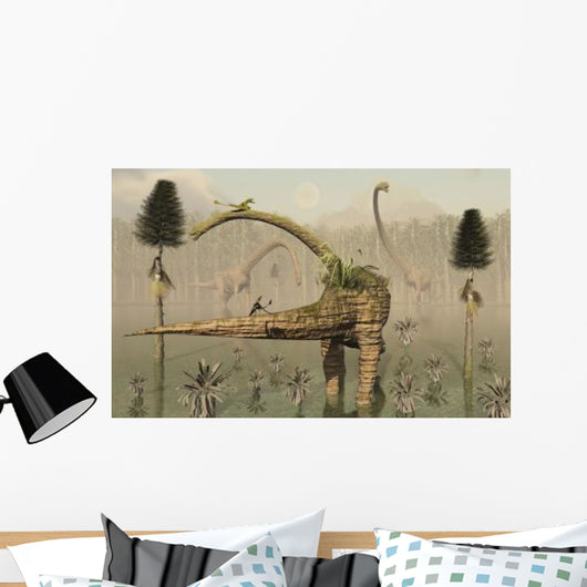 Living Fossilized Omeisaurus Sauropod Wall Decal Design 2