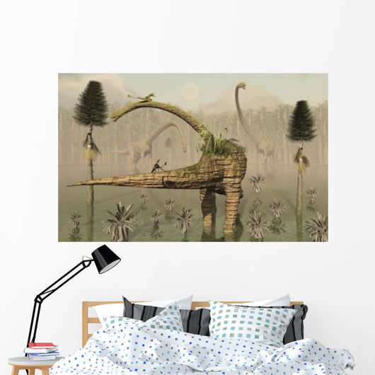 Living Fossilized Omeisaurus Sauropod Wall Decal Design 2