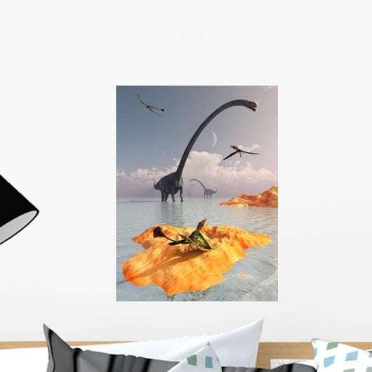 Sauropod Omeisaurs and Flying Wall Decal