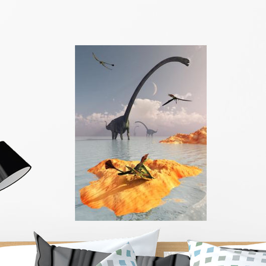 Sauropod Omeisaurs and Flying Wall Decal