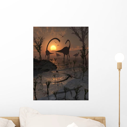 Omeisaurus and Duckbill Dinosaurs Wall Decal Design 2