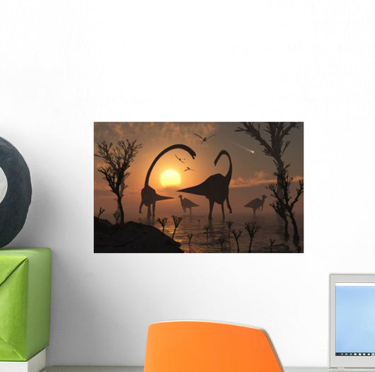 Omeisaurus and Duckbill Dinosaurs Wall Decal Design 1
