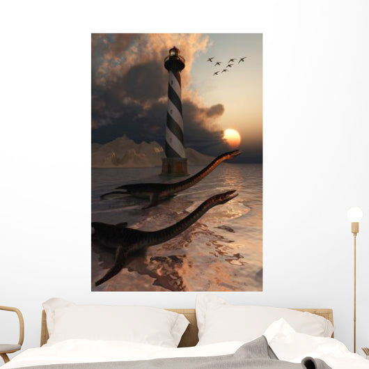 Group Plesiosaurs Resting Sandbank Wall Decal